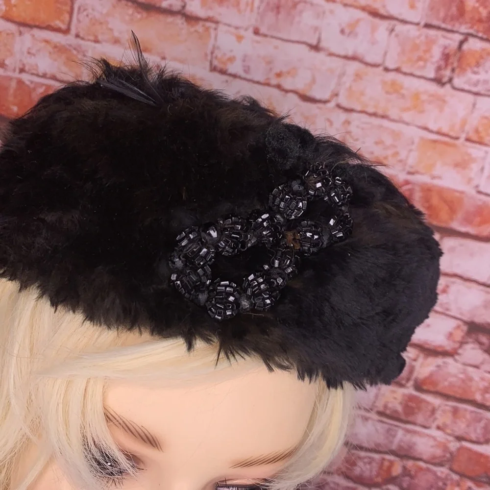 Vintage 50s Two Tone Mink Pillbox Hat - Picture 2 of 10